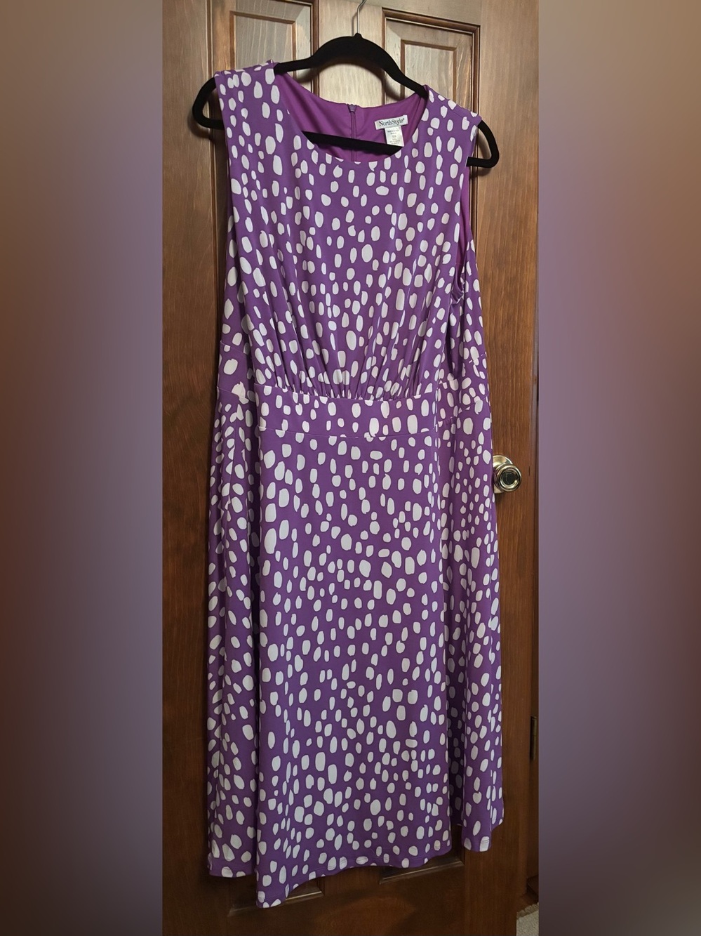 NorthStyle Violet & White Long Sleeve Spotted Midi Dress NWOT